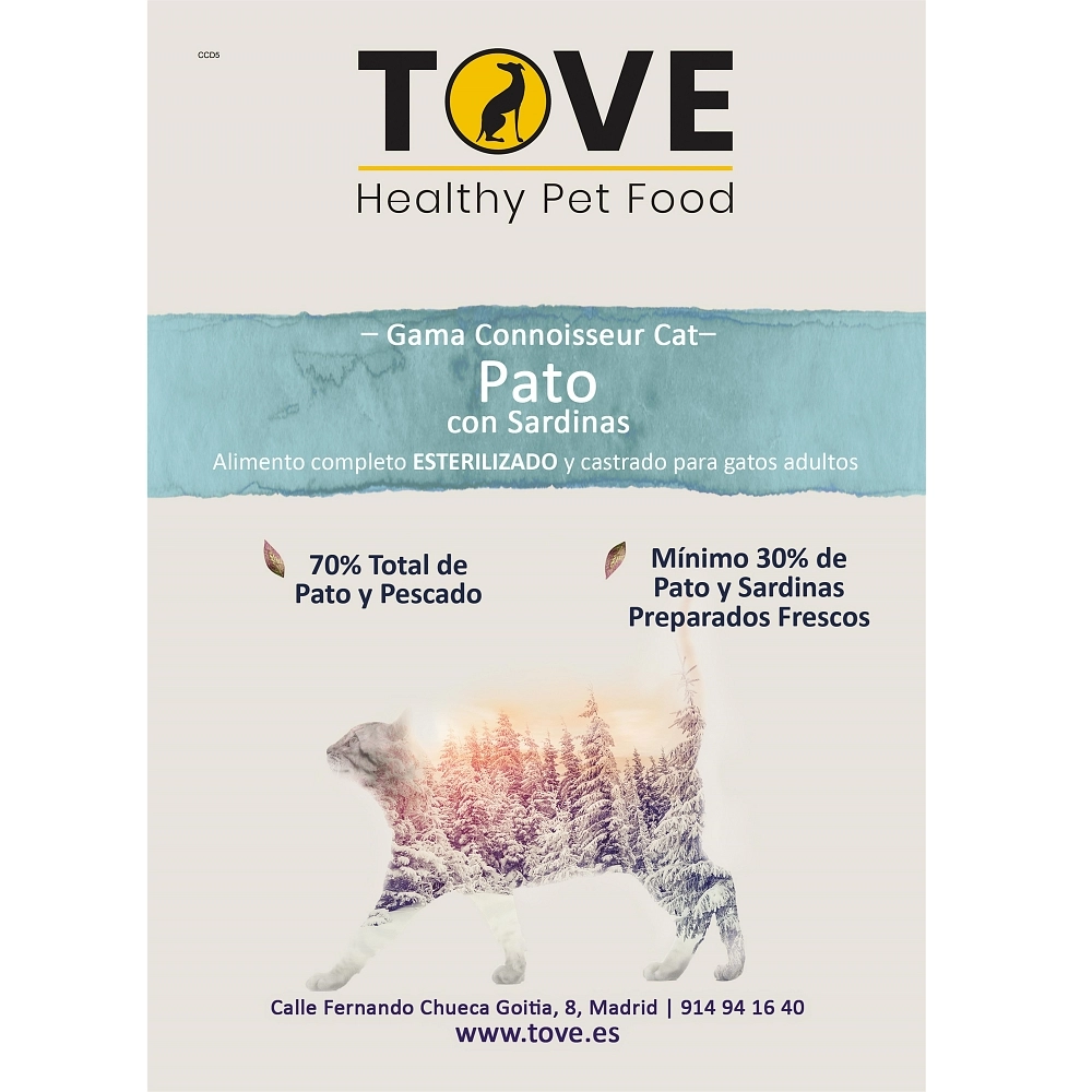 TOVE CONNOISSEUR GATO ESTERILIZADO PATO CON SARDINAS (SIN CEREALES)